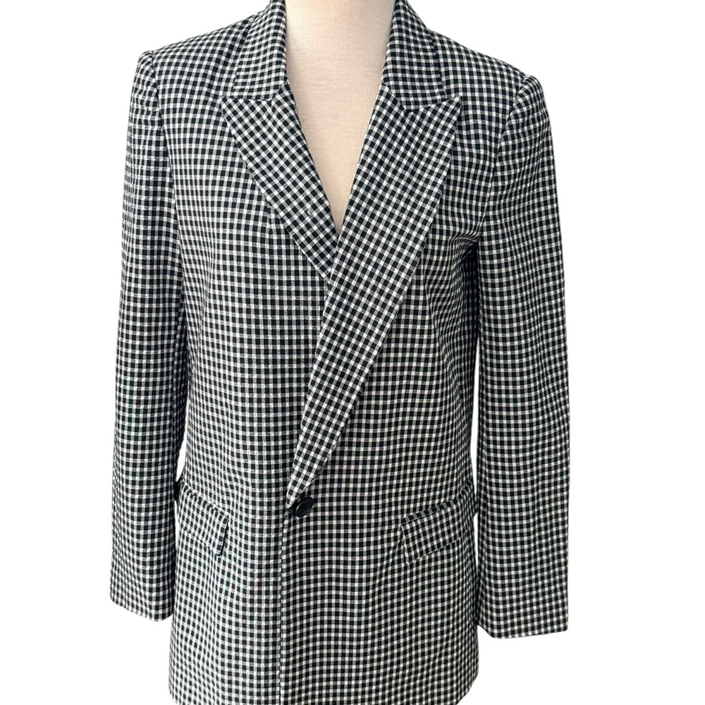 Zara Black and White Checkered Women's Blazer